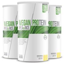 Kit 3 Vegan Protein Pea & Rice Chá Mais 450g Baunilha