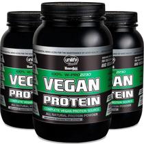 Kit 3 Vegan Protein Unilife Sabor Chocolate 900G