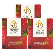 Kit 3 Velas Aromática Perfumada Vela Decorativa Morango 60g