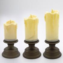 Kit 3 Velas Eletrônicas Castiçal Artificial Plástico Kit 3 Velas Eletrônicas Castiçal Artificial Plástico