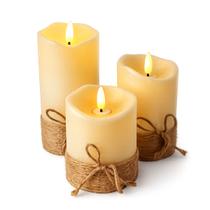 Kit 3 Velas LED Eletrônicas Rústicas com Sisal Decoração Segura e Artesanal