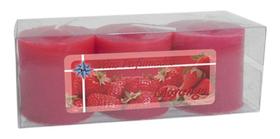 Kit 3 Velas Perfumadas De 1 Dia - Aroma Morango Kit 3 Velas Perfumadas De 1 Dia - Aroma Morango