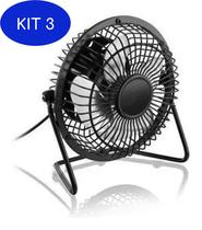 Kit 3 Ventilador De Mesa Portátil Usb Silencioso