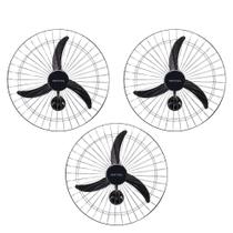 Kit 3 Ventiladores Osc Parede 60cm Preto - 220v 452