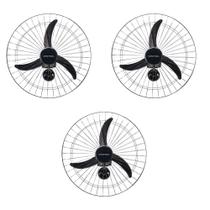 Kit 3 Ventiladores Osc Parede 60cm Preto - Bivolt 543 Kit 3 Ventiladores Osc Parede 60cm Preto - Bivolt 543