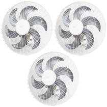 Kit 3 Ventiladores Parede 50cm 200W Industrial Turbo Turbão 6 Pás Bivolt 110V 220V Branco Vitalex