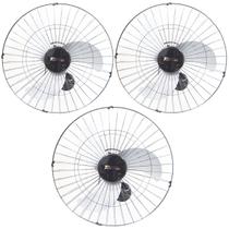 Kit 3 Ventiladores Parede 60cm 200W Industrial Turbo Turbão 3 Pás Bivolt 110V 220V Preto Vitalex