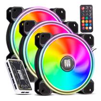 Kit 3 Ventoinhas Cooler 120mm Gabinete com Controladora RGB Led ARGB Maximus G-VR333K Revenger