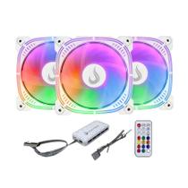 Kit 3 Ventoinhas Gamer ARGB Rise Mode Aura Frost Pro 120mm 1650RPM Silencioso