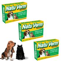 Kit 3 Vermífugo 4 Comprimidos Natu Verm Para Gatos Cães Oral VetBras Kit 3 Vermífugo 4 Comprimidos Natu Verm Para Gatos Cães Oral VetBras