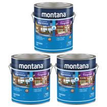 Kit 3 Verniz Para Madeira Tingidor Base Água Brilhante Montana 3,6 Litros Imbuia