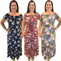Kit 3 Vestido Longo Ciganinha Feminino Plus Size Soltinho - Felicity