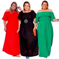 Kit 3 Vestido Longo Plus Size Ciganinha Coleção Verão