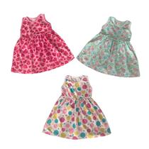 Kit 3 Vestidos Bebê Menina Algodão Regata Estampado Kit 3 Vestidos Bebê Menina Algodão Regata Estampado