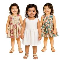Kit 3 Vestidos Bebê Menina Branco Borboletas Floral
