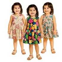 Kit 3 Vestidos Bebê Menina Multicolorido Borboletas Floral Kit 3 Vestidos Bebê Menina Multicolorido Borboletas Floral