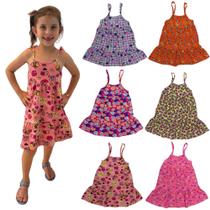Kit 3 Vestidos de Alcinha Infantil Roupa Menina Verão Estampado Sortidos