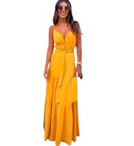 Kit 3 Vestidos Longo De Alcinha Fina Com Decote em Botões