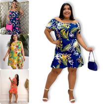 Kit 3 Vestidos Plus Size Senhora Leve Fresquinho Confotavel e Elegante Com Detalhes Do Laço Na Cintura Ajustavel Regulavel e Babado na Barra