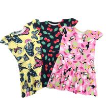 Kit 3 Vestidos Rodado Manga Princesa - Tam 4