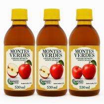 Kit 3 Vinagre De Maçã Orgânico Montes Verdes 530Ml