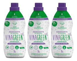 Kit 3 Vinagreen Amaciante Roupas Campos de Lavanda Concentrado 1l