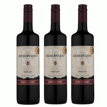 Kit 3 Vinho Tinto Merlot Marcus James 750ml Vinicula Aurora