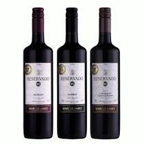 Kit 3 Vinho Tinto Seco Marcus James Cabernet, Merlot e Tannat 750ml