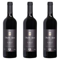 Kit 3 Vinhos Bordo Suave Família Carra 750 ml Natal Namorado Especial Churrasco Serra Negra Presente Sangria Drink