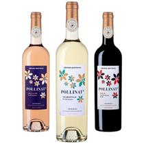 Kit 3 Vinhos Pollinat Rosé Tinto e Chardonnay vinícola Gérard Bertrand Francês