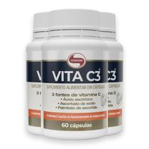 Kit 3 Vita C3 Vitamina C Vitafor 60 Cápsulas