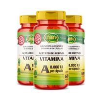 Kit 3 Vitamina A Retinol 500mg 60 Cápsulas Unilife Vitamins