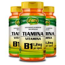 Kit 3 Vitamina B1 Tiamina 60 cápsulas Unilife Kit 3 Vitamina B1 Tiamina 60 cápsulas Unilife