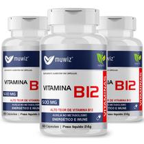 KIT 3 VITAMINA B12 60 Cápsulas de 500mg MUWIZ