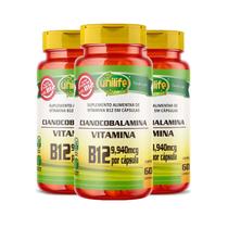 Kit 3 Vitamina B12 Cianocobalamina 60 Cápsulas Unilife