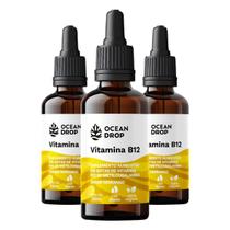 Kit 3 Vitamina B12 Em Gotas Ocean Drop 30Ml Sabor Morango