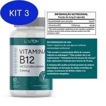 Kit 3 Vitamina B12 Metilcobalamina 9,94Mcg - 60 Caps/ 1 Ao Dia - Lauton