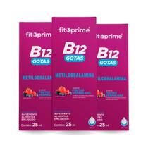 Kit 3 Vitamina B12 Metilcobalamina Gotas 25ml Sabor Frutas Vermelhas Fitoprime