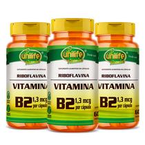 KIT 3 VITAMINA B2 RIBOFLAVINA - 60 Cápsulas 500mg UNILIFE