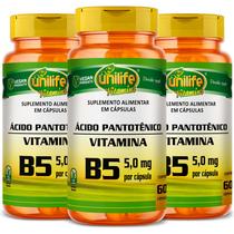 Kit 3 vitamina b5 60 caps de 500 mg unilife