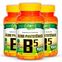 Kit 3 Vitamina B5 Ácido Pantotênico 60 cápsulas Unilife