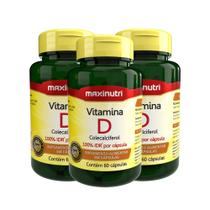 Kit 3 Vitamina D 100% IDR 60 Capsulas Maxinutri