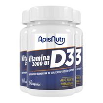 Kit 3 Vitamina D3 2000Ui Apisnutri 60 Cápsulas