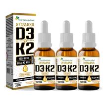 Kit 3 Vitamina D3 2000Ui com K2 80mg Sublingual Gotas 20ml Flora Nativa Kit 3 Vitamina D3 2000Ui com K2 80mg Sublingual Gotas 20ml Flora Nativa