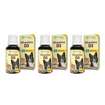Kit 3 Vitamina D3 para Cães Gatos Botupharma Suplemento 20ml