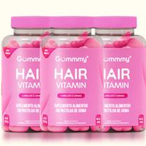 Kit 3 Vitamina Hair cabelos e unhas Gummmy 60 Gomas 540g sabor Tutti-Frutti