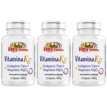 Kit 3 Vitamina K2 + Colágeno Tipo 2 + Magnésio 180 Cápsulas - Rei Terra