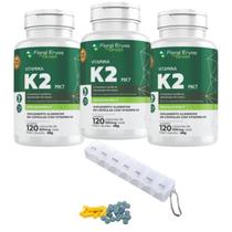 Kit 3 Vitamina K2 Mk7 Menaquinona Fortalece Ossos 360caps + Porta Cápsulas