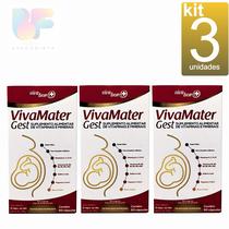 kit 3 Vitamina para Gestantes Viva Mater Gest 60 caps Completa para toda gestação com Ácido Fólico, Biotina e Ferro