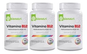 Kit 3 Vitaminas B12 Metilcobalamina 60 Cápsulas 500mg Kit 3 Vitaminas B12 Metilcobalamina 60 Cápsulas 500mg